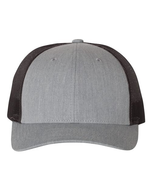 Richardson 115 low-profile trucker cap in heather grey with black mesh